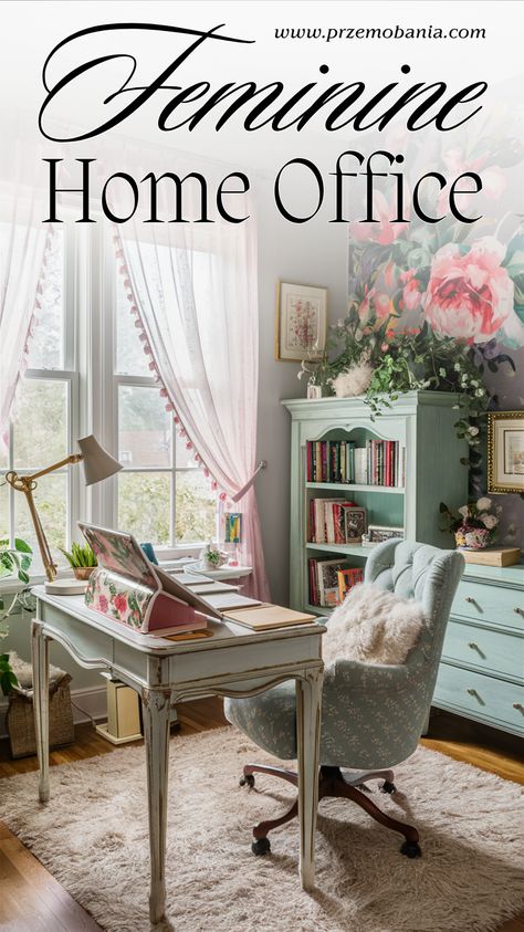 Give your home office a stylish makeover with feminine decor and cozy room elements. Incorporate boho style room touches and scandi boho interiors for a unique workspace. Use office room decor and feminine home office ideas to create a functional and beautiful office. Perfect for a cozy home office setup.

#femininehomeoffice #cozyroomdecor #bohostyleroom #scandibohointerior #homeofficeforwomen #officedecor #femininedecor #officeorganization #officeideas #decoration Office Room For Women, Cozy Cottage Office, Feminine Library, Office Nook Ideas Small Workspace, Cottage Style Office, Boho Work Office, Feminine Home Office Classy, Small Home Office Ideas For Women, Shabby Chic Office Decor