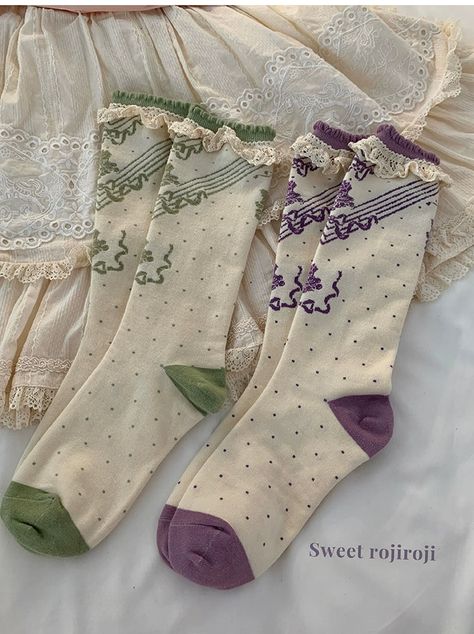 Features: Adorable and Stylish: Our Lolita Bow Short Socks are the perfect addition to any outfit. With a cute bow design, these socks are sure to make a statement. Available in both green and purple, you can choose the color that best suits your style. Comfortable and Breathable: Made from 100% cotton, these socks are not only stylish but also incredibly comfortable to wear. The breathable fabric makes them perfect for the spring and summer seasons, keeping your feet cool and dry all day long. Polka Dot Socks, Bow Shorts, Tights Socks, Purple Grapes, Socks And Tights, Bow Design, Short Socks, Lolita Dress, Cute Bows