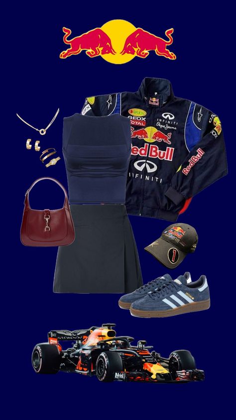 red bull formula 1 outfit #redbullracing #redbullf1 #formula1 #f1 #outfit Redbull Halloween Costume, F1 Fits Aesthetic, Red Bull F1 Outfit, Redbull Costume, F1 Women Outfit, F1 Driver Costume, F1 Halloween Costume, Formula 1 Costume, Formula 1 Halloween Costume