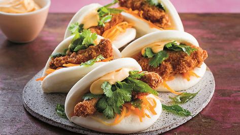 Chicken bao | Hong Kong recipes | SBS Food Asian Bread, Steam Buns, Sbs Food, Weekend Dinner, Buns Recipe, Bao Buns, Female Chef, Fall Foods, Crispy Fried Chicken