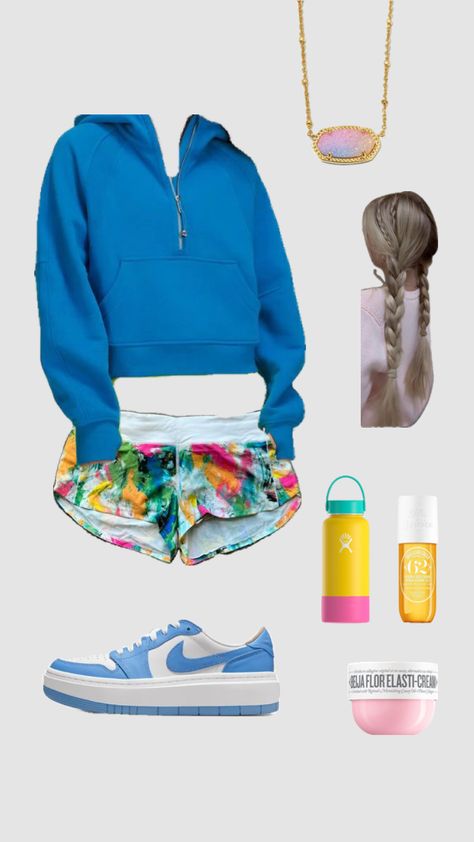 Outfits With Lululemon Scuba, Scuba Hoodie Outfit Lululemon, Preppy Clothes Lululemon, Blue Scuba Lulu, Purple Scuba Lululemon, First Day Of School Fits, Colorful Preppy, Blue Lululemon, Preppy School