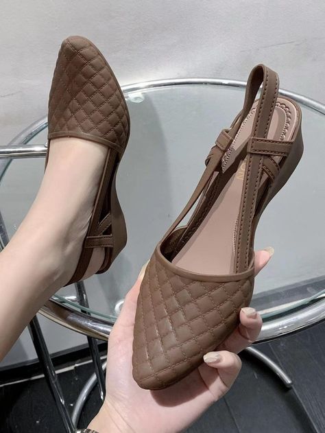 Elegant Slingback Court Wedges For Women, Quilted Pattern Wedge Shoes | SHEIN USA Toe Slippers, Jelly Shoes, Pointed Toe Heels, Pointed Toe Shoes, Womens Wedges, Womens Shoes Wedges, Pump Shoes, Chunky Heels, Low Heels