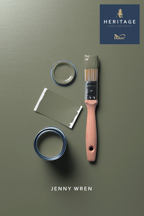 Heritage Green Paint, Farm Hallway, Dulux Heritage Colours, Dulux Exterior Paint, Heritage Paint Colours, Indoor Paint Colors, Heritage Colours, Olive Tree Painting, Pantone Green