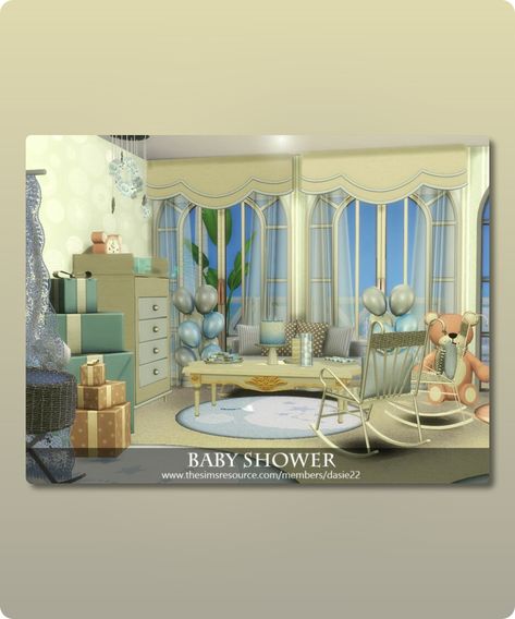 Sims 4 Kidsroom CC: Baby Shower By Dasie2 Party Elements, Hall House, Sims 4 Cc Download, Tools And Toys, Best Sims, Toddler Bedrooms, Room Size, Toddler Room, Sims 4 Cc