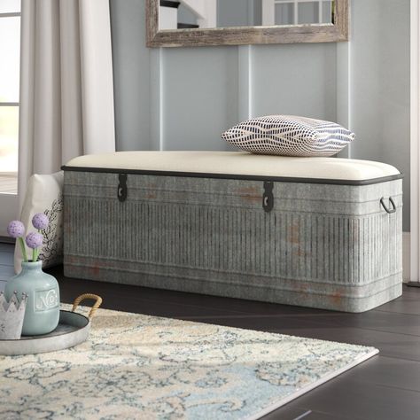 August Grove Dublin Upholstered Storage Bench | Wayfair Flip Top Storage Bench, Industrial Style Decor, Wood Storage Bench, Upholstered Storage Bench, Homemade Decor, Storage Ottoman Bench, Bench With Shoe Storage, Living Room Spaces, Upholstered Storage