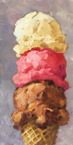 Gelato Painting, Ice Cream Painting, Ice Cream Vanilla, Tom Brown, Food Art Painting, Food Paintings, Ice Cream Art, Strawberry Chocolate, Food Painting