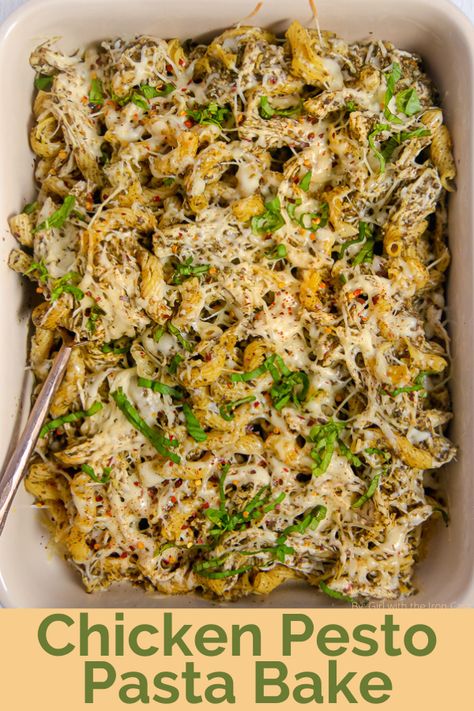 Pesto Chicken Pasta Bake, Shredded Chicken Dishes, Shredded Chicken Recipes Easy, Shredded Chicken Casserole, Pesto Pasta Recipes Chicken, Pesto Pasta Bake, Chicken Pesto Pasta, Chicken Pasta Casserole, Easy Shredded Chicken