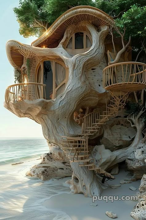 Fantasy Cabin, Treehouse Design, Stylized Environment, Fantasy Houses, Beautiful Tree Houses, Fairy Room, Crazy Houses, Amazing Houses, Wooden Building