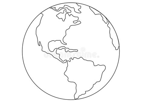 Planet Earth, globe vector linear picture. Outline. North and South America. Central America. The Atlantic Ocean and the Pacific O stock illustration Globe Outline Tattoo, Earth Outline Drawing, Earth Outline Tattoo, Earth Pictures Drawing, Earth Line Drawing, Earth Line Art, Planet Earth Tattoo, Planet Earth Drawing, Earth Tattoo Design