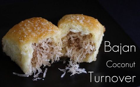 Bajan Coconut Turnovers, Bajan Bakes Recipe, Coconut Turnovers, Bajan Food, Bajan Recipe, Barbados Food, Coconut Bread Recipe, Trinidad Recipes, Coconut Tart