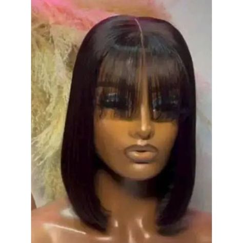 Luxury Straight Fringe Bob Wig With Closure Fringe Wigs, Wig With Closure, Fringe Bob, Straight Fringe, Fringe Wig, Buy Wigs, Black Bob, Ankara Designs, Short Fringe