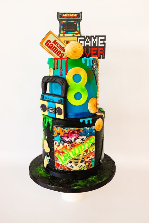 Arcade Party Cake, Arcade Game Cake, Arcade Theme Cake, Arcade Birthday Cake, Arcade Themed Birthday Party, Arcade Cake, Arcade Birthday Party, Arcade Birthday Parties, Arcade Birthday