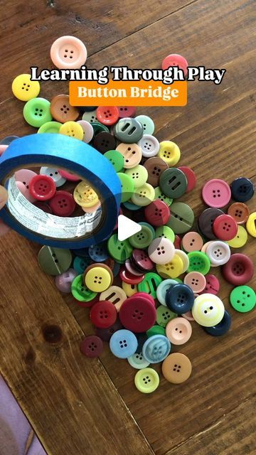 Jamie || make today a PLAY day on Instagram: "✨Button Bridge✨ • Remember: play is learning! It doesn’t have to be complicated or take lots of prep time 🤗 • Grab some buttons and some painters tape and make an activity out of it!!  • • ❗️buttons can be a choking hazard for some kids. You know your kid best - but use with caution 🧡 • • make today a PLAY day! @jamieleedom_  • • • • • • #toddlerlearning #teachingtoddlers #playislearning #playandlearn #learnthroughplay #toddleractivities #busytoddler #kidactivities #playbasedlearning #preschool #preschoolactivities #morningactivity #simpleactivities #learningathome #homeschoolmama #homeschoolpreschool #inside #insideplay #insideactivities #insidefun #insidefunforkids" Buttons Activity Preschool, Bridge Activities For Preschoolers, Button Activities, Morning Activities, Playbased Learning, Teaching Toddlers, Play Day, Busy Toddler, Homeschool Preschool