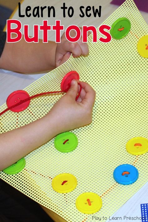 Corduroy Book, Sewing Activities, Book Art Projects, Preschool Fine Motor, Art Projects For Kids, Montessori Ideas, Creative Curriculum, Sewing Buttons, Toddler Fun