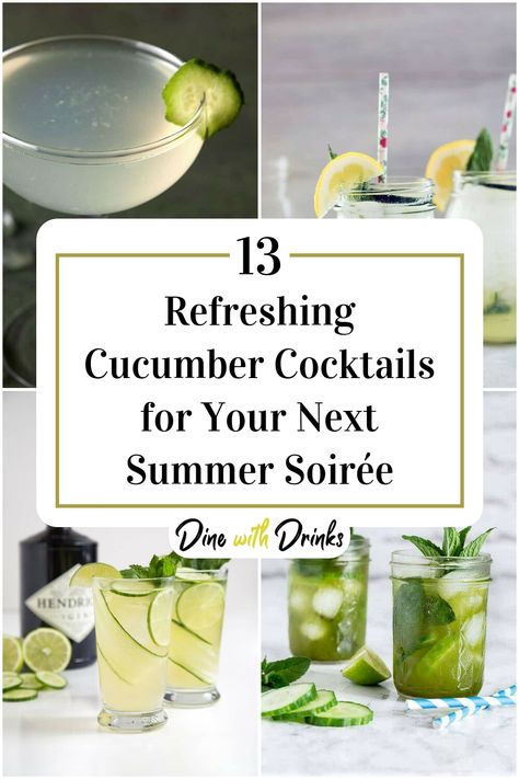 Collage of 4 cucumber cocktails. Cucumber Cocktails, Cucumber Gin Cocktail, Effen Vodka, Dinner Hacks, Cucumber Drink, Cucumber Cocktail, Bbq Drinks, Cucumber Vodka, Best Gin