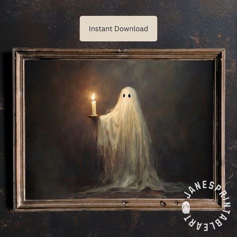 Ghost Holding Candle, Ghost Digital Art, Ghost Paintings, Dark Academia Room Decor, Dark Academia Room, Academia Room, Holding Candle, Candle Canvas, Single Candle