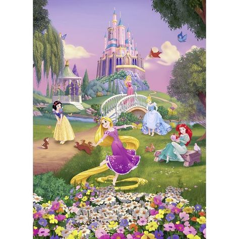 Princess Sunset 1.84m x 184cm Wall Mural Disney Princess Putri Aurora, Disney Wall Murals, Disney Princess Room, Disney Wall Art, Images Disney, Feature Wallpaper, Disney Wall, Disney Princess Wallpaper, Disney Princess Pictures