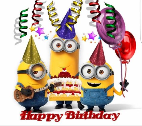 Happy birthday! 3 minions with cake and guitar Funny Happy Birthday Images, Happy Birthday My Friend, Happy Birthday Status, Happy Birthday Minions, Funny Happy Birthday Wishes, Birthday Wishes Funny, Minion Birthday, Happy Birthday Song, Happy Birthday Funny