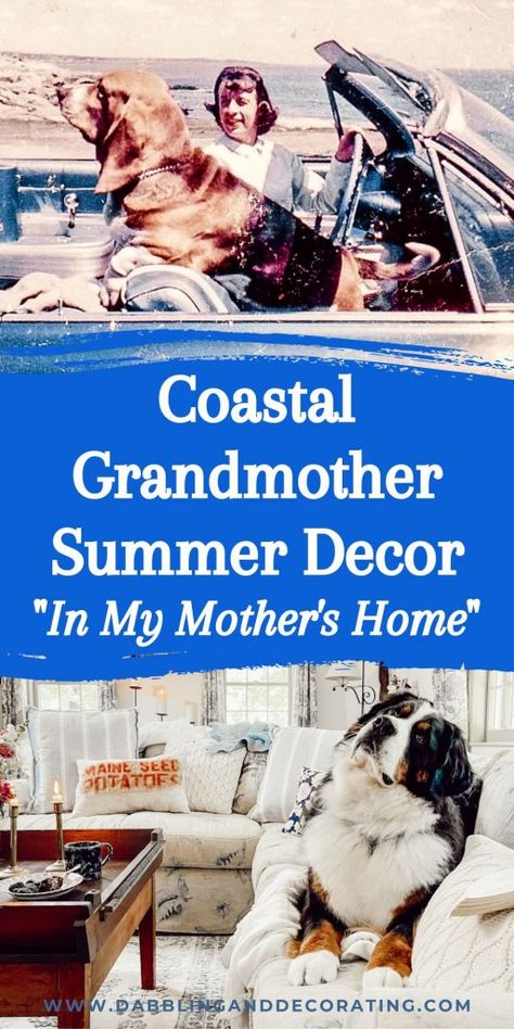 Coastal Grandma Entryway, Coastal Grandma Kitchen Decor, Coastal Grandma Living Room Ideas, Costal Grandmother Aesthic, Coastal Grandmother Summer, Old Florida Decor, Grandma Decor, Summer In Maine, Vintage Coastal Decor