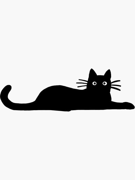 "Black Cat" Sticker by ShortCoffee | Redbubble Tattoo Gato, Silhouette Chat, Black Cat Illustration, Cat Quilt Patterns, Black Cat Silhouette, Black Cat Tattoos, Black Cat Sticker, Pyrography Patterns, Cat Tattoo Designs