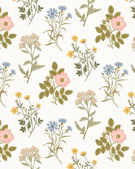 I had fun creating this simple pattern using the various floral elements featuring in my last reel. I love this soft color palette!… | Instagram Random Floral Pattern, Floral Motifs, Floral Pattern Illustration, Simple Floral Pattern, Simple Modern Floral Pattern, Flower Color Palette, Tiny Floral Pattern, Cottagecore Floral Pattern, Gouache Floral Pattern