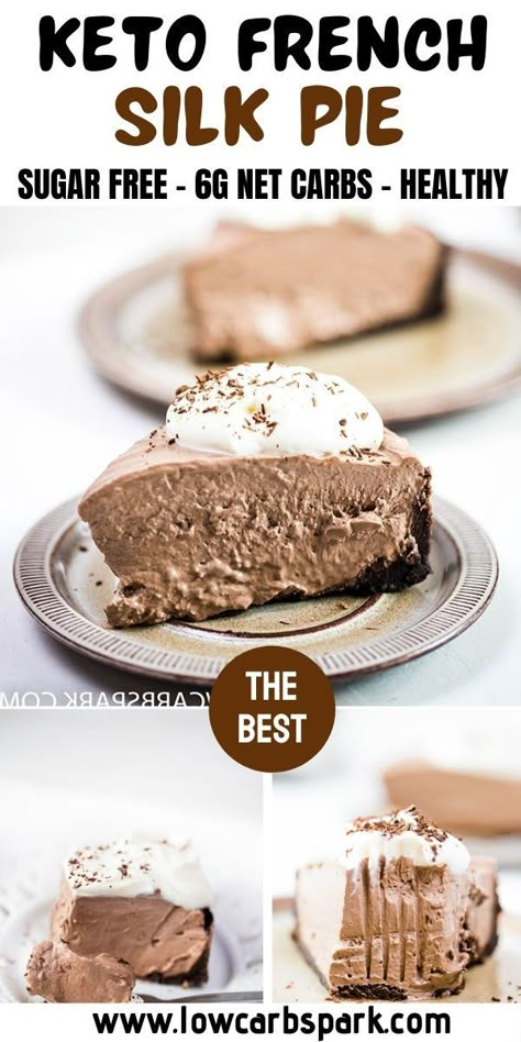 Healthy Chocolate Cream Pie, Low Carb Chocolate Pie, Keto Chocolate Pie Recipes, Low Carb Pie Recipes, Keto Cream Pie, Sugar Free Chocolate Pie, Thm Sweets, Keto Pies, Best Keto Desserts