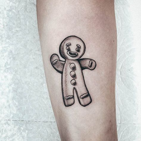 Shrek Gingerbread Man Tattoo, Gingy Shrek Tattoo, Gingerbread Man Tattoo, Gingerbread Tattoo, Shrek Tattoo, Man Tattoo Ideas, Sister Tats, Sister Tat, Man Tattoo