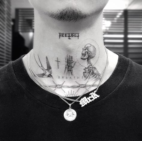 Small Throat Tattoo, Throat Tattoos, Small Chest Tattoos, Small Heart Tattoos, Throat Tattoo, Men Lifestyle, Neck Tattoo For Guys, Back Of Shoulder Tattoo, Shoulder Tattoos For Women