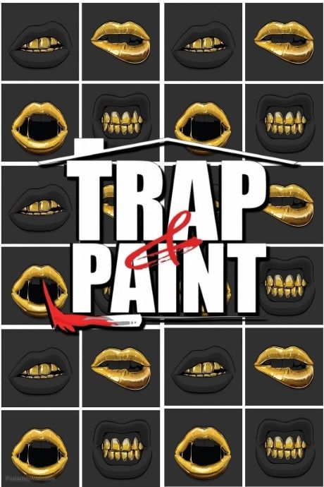 Trap And Paint Party Ideas, Trap Party Ideas, Paint Party Ideas, Paint Backdrop, Gold Birthday Party Decorations, Sweet 16 Party Decorations, Sip And Paint, Painted Backdrops, Poster Template Design