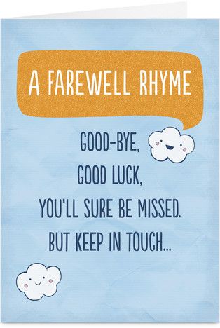 Goodbye Poem Good Luck Card                                                                                                                                                     More Fairwell Card Ideas, Farwell Qoutes, Farewell Message Friend, Farewell Notes To Friends, Farewell Cards For Friends, Fairwell Gifts, Funny Goodbye Quotes, Farewell Quotes For Friends, Goodbye Quotes For Friends