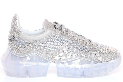 This Jimmy Choo Crystal Diamond-Inspired Sneaker Costs $4,000 Diamond Sneakers, Crystal Sneakers, Jimmy Choo Sneakers, Round Toe Sneakers, Suede Trainers, Mens Designer Shoes, Lacing Sneakers, Women Diamond, Chunky Sneakers