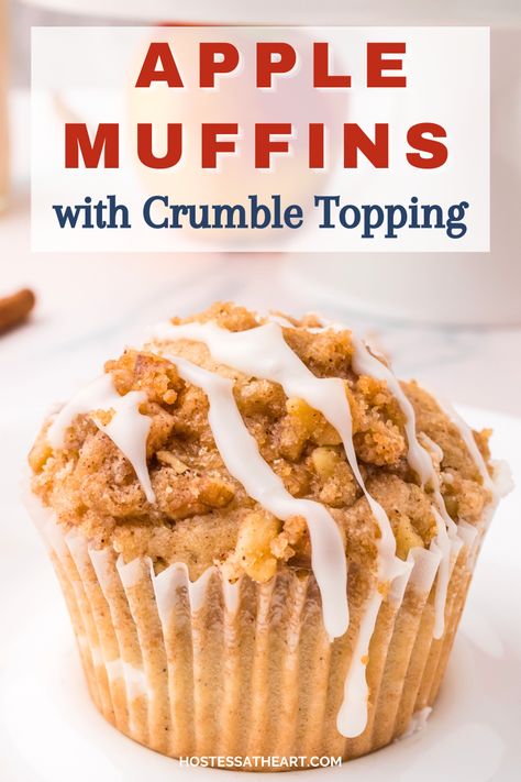 This Apple Muffin Recipe with Crumble Topping combines mouthwatering juicy apples with warm cozy spices under a crunchy crumble topping. Apple Muffin Recipe, Apple Crumble Muffins, Apple Muffin, Apple Recipes Healthy, Apple Muffin Recipes, Healthy Bread Recipes, Bake Cake, Apple Muffins, Healthy Bread