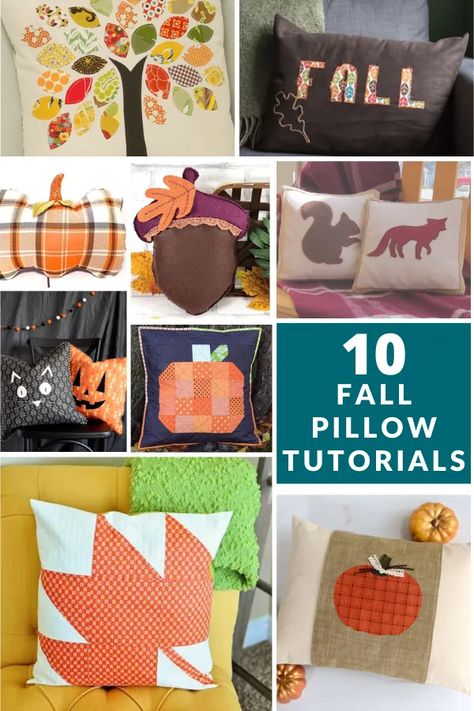 10 Fall Pillow Tutorials - Sewing With Scraps Sewing With Scraps, Fall Sewing Projects, Pillow Patterns, Sewing Machine Quilting, Pumpkin Pillow, Fall Pillow, Fall Sewing, Pillow Tutorial, Pumpkin Pillows