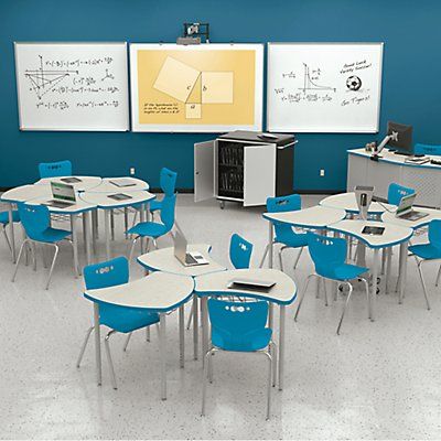 Classroom & School Furniture w/Lifetime Guarantee! | NBF.com Aesthetic Boarding School, Modern Classroom Design, Office Collaboration Space, Primary School Design, Ideal Student, Portable Classroom, Education Design Interior, Collaborative Furniture, Desk Arrangements