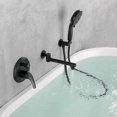 Freestanding Tub With Wall Mount Faucet, Bathtub Faucet With Sprayer, Waterfall Tub Faucet, Bathtub Spout, Wall Mount Tub Faucet, Roman Tub Faucets, Shower Holder, Shower Faucet Sets, Wall Mount Faucet