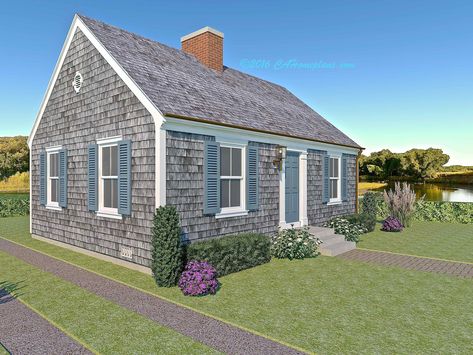 Small Cape Cod House, Saltbox House Plans, Cape House Plans, Small Cottage Plans, Small Colonial, Cape Cod House Exterior, Cape Cod House Plans, Colonial Cottage, Guest House Plans