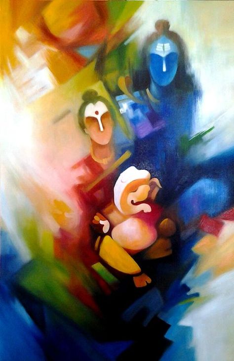 Shivparvati Painting, Ganesh Art Paintings, Painting Competition, Lord Ganesha Paintings, Ganesh Art, Modern Art Paintings Abstract, Family Painting, Shiva Lord Wallpapers, Ganesha Painting