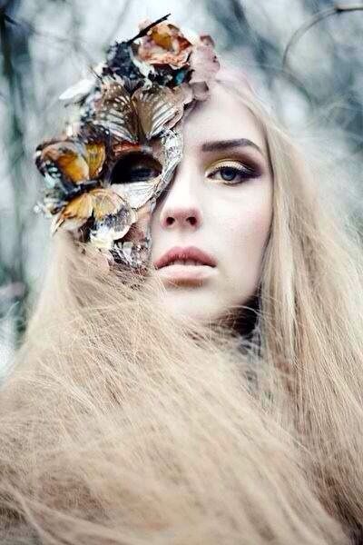 Girl  wearing a half mask with butterflies Butterfly Mask, Half Mask, Masks Masquerade, Masquerade Ball, Beauty And Fashion, Face Off, In The Woods, Headdress, Creating Art