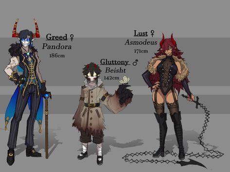 Aither on X: "Hello I just made characters based on the seven deadly sins (they're all devils 😈) HOPE U LIKE IT #characterdesign #conceptart https://t.co/QoFmPrLD58" / X 7 Deadly Sins Design, Pride Sin Character Design, Seven Deadly Sins Character Design, Seven Deadly Sins Oc, Seven Deadly Sins Art, The 7 Deadly Sins, Seven Sins, The Seven Deadly Sins, Character Base