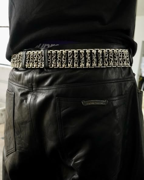 Chrome Hearts Belt, Chrome Hearts Aesthetic, Chrome Hearts Leather, Men Aesthetic Outfits, Hearts Aesthetic, Men Aesthetic, Balenciaga Men, Cold Fits, Concept Clothing