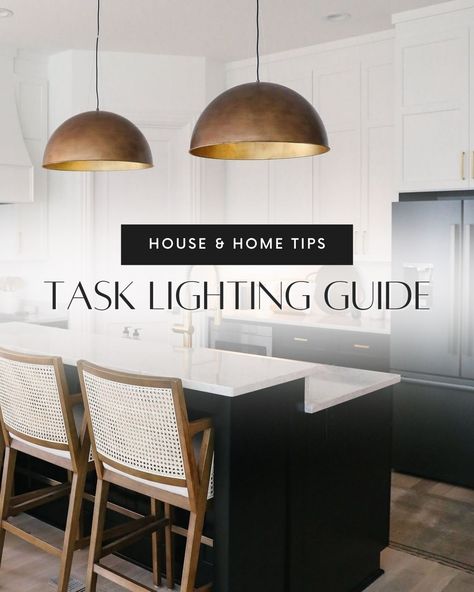 💡 Task lighting is a game-changer when it comes to illuminating a kitchen island or a desk. These areas usually require a higher hanging height to avoid intense or harsh lighting over your eye level. Check out our website to discover our suggested measurements for achieving the ideal task lighting set up. #interiordesign #lightingtips #kitchendesign How To Light A Kitchen, Kitchen Task Lighting, Task Lighting Kitchen, Hanging Lights Over Kitchen Island, Lights Over Island, Lights Over Kitchen Island, Dining Table Height, Dome Lighting, Dining Lighting