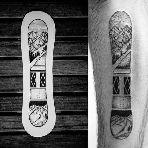 Snowboard Tattoos 69 Simple Snowboard Tattoo, Uncharted Tattoo, Snowboard Tattoo, Snowboarding Tattoo, Snow Tattoo, Scene Tattoo, Snowboarding Style, Sleeve Ideas, Snowy Trees