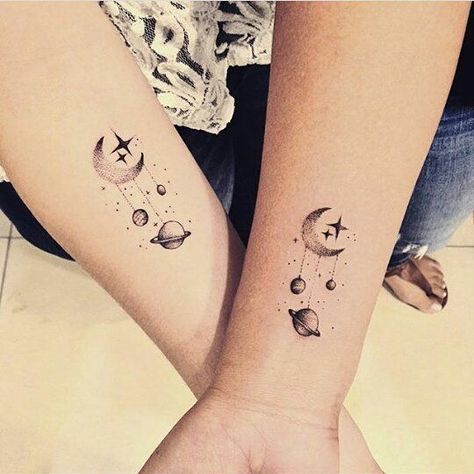 Stars Tattoo, Planet Tattoos, Inspiration Tattoos, Bff Tattoos, Friendship Tattoos, Hand Tattoos For Women, Small Tattoo Designs, Tattoos For Daughters, Sister Tattoos