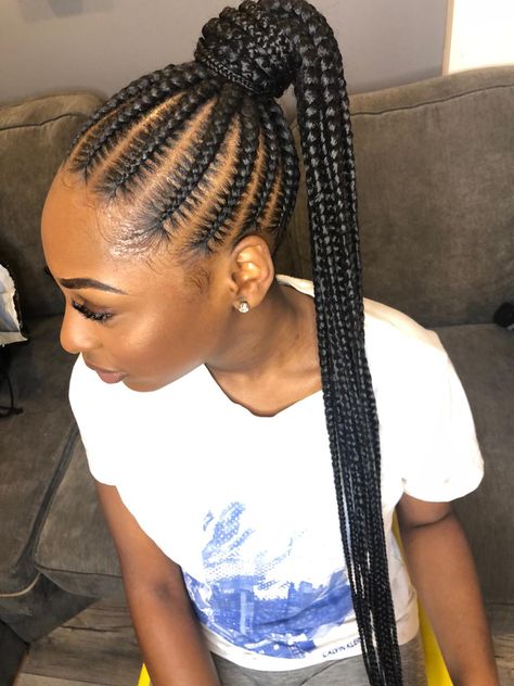 Goddess Braids Ponytail, Cornrow Ponytail Styles, Goddess Braid Ponytail, Weaving Hairstyles, Mini Twists Natural Hair, Feed In Braids Ponytail, Latest Braided Hairstyles, New Braided Hairstyles, Braiding Hair Colors