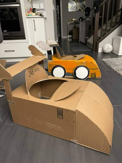 DIY Halloween Costume – Cardboard Mario Kart - Learning from Playing Cardboard Box Race Car Diy, Cardboard Race Cars Diy, Cardboard Box Race Car, Diy Mario Cart Cardboard, Cars Out Of Cardboard Boxes, Diy Cardboard Mario Kart, How To Make A Mario Kart Car, Diy Cardboard Race Car, Mario Kart Cardboard Car Diy