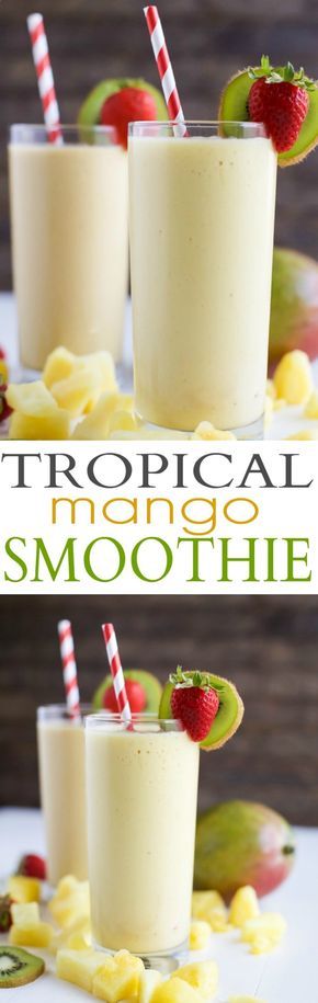 This refreshing Tropical Mango Smoothie is the perfect way to start your day. Fresh flavors that will take you straight to the beach and with 21 grams of protein! | joyfulhealthyeats... | #drinkitallin #ad Tasty Smoothie Recipes, Mango Smoothie Recipe, Mango Smoothie Recipes, Yummy Smoothie Recipes, 21 Grams, Healthy Shakes, Mango Smoothie, Easy Smoothies, Smoothie Shakes