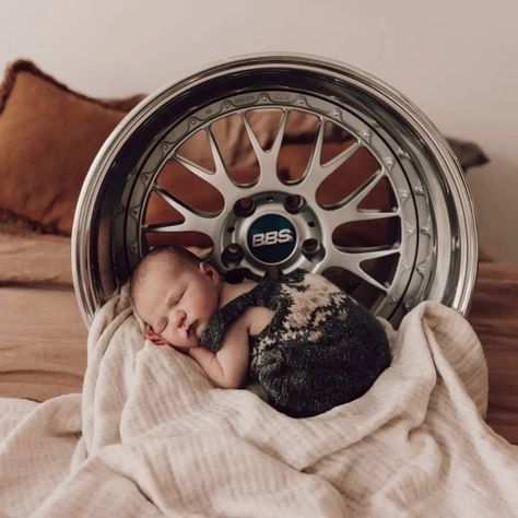 Newborn Car Photoshoot, Newborn Car Photography, Motorcycle Newborn Pictures, Car Themed Baby Announcement, Baby Mechanic Photoshoot, Car Pregnancy Announcement, Car Baby Announcement, Baby Boy Nursey, Baby Mechanic