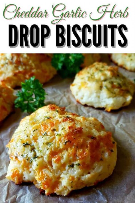 Cheddar Garlic Drop Biscuits Recipe - Julias Simply Southern Butter Drop Biscuits, Garlic Drop Biscuits, South Carolina Recipes, Cheddar Drop Biscuits, Oil Dip For Bread, Dip For Bread, Garlic Cheese Biscuits, Garlic Cheddar Biscuits, Carolina Recipes