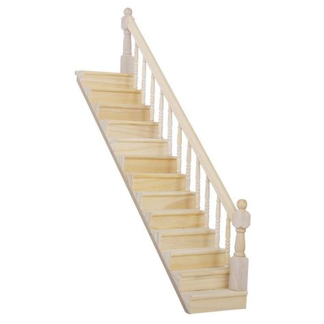 Wooden Staircase, Stairs Stringer, Diy Staircase, Floating Staircase, Dollhouse Miniatures Diy, Wooden Staircases, Wooden Stairs, House Supplies, House Stairs