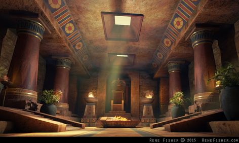 ArtStation - Egyptian Temple, Rene Fisher Ancient Egypt Architecture, Desert Temple, Life In Ancient Egypt, Ancient Egyptian Architecture, Egypt Concept Art, Anime Egyptian, Tomb Kings, Egyptian Temple, Temple Design For Home